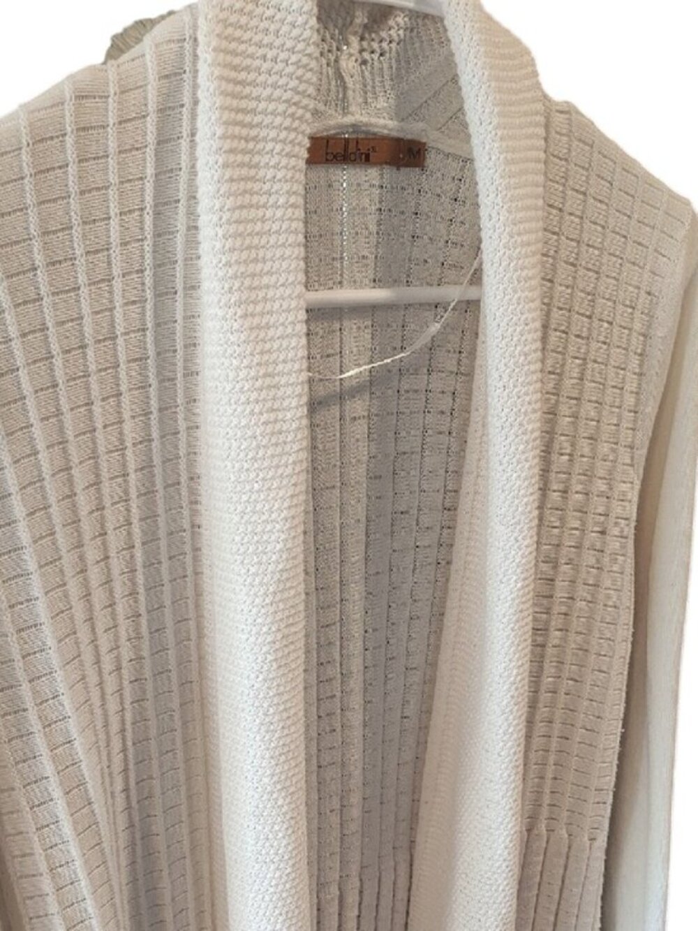 Belldini | Women's White Open-Front Ribbed Cardigan Sweater | 16 PTP - Picture 3 of 5